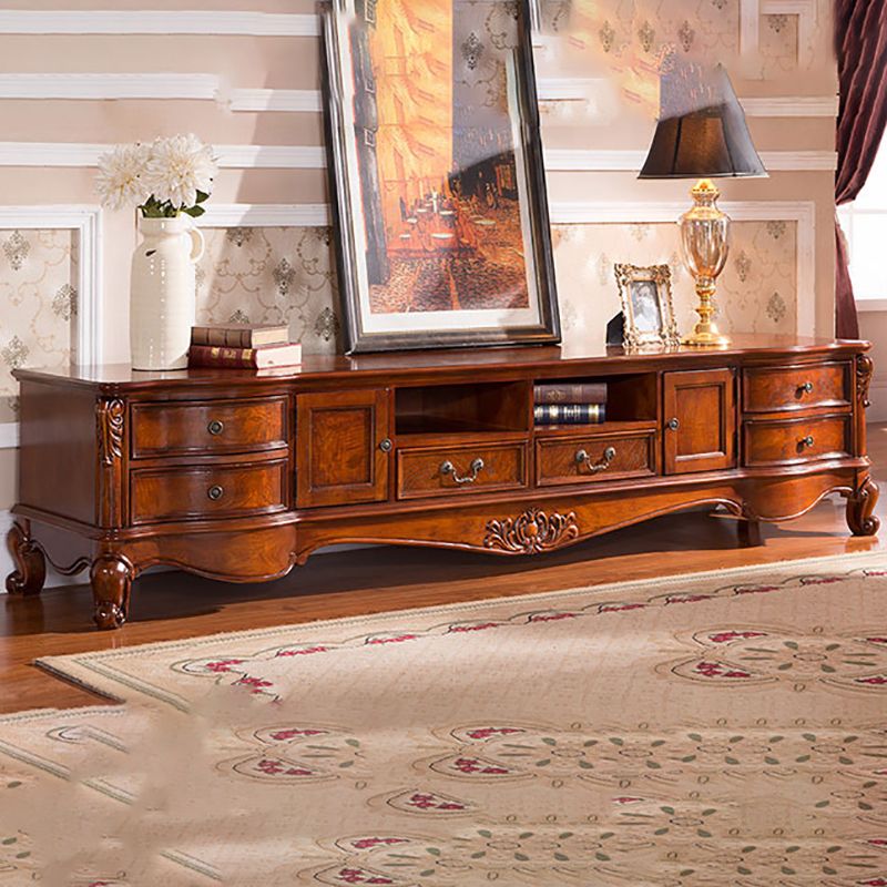 Solid Wood TV Console Traditional Enclosed TV Cabinet with Glide Drawers Clearhalo 'furn' 'furn_tv_stands_entertainment_centers' 'Furniture' 'Living Room Furniture' 'TV Stands & Entertainment Centers' 'TV Stands & Media Storage Furniture' 'tv_stands_entertainment_centers' 1200x1200_757d67cd-9591-416d-ab97-5781fd3ef813