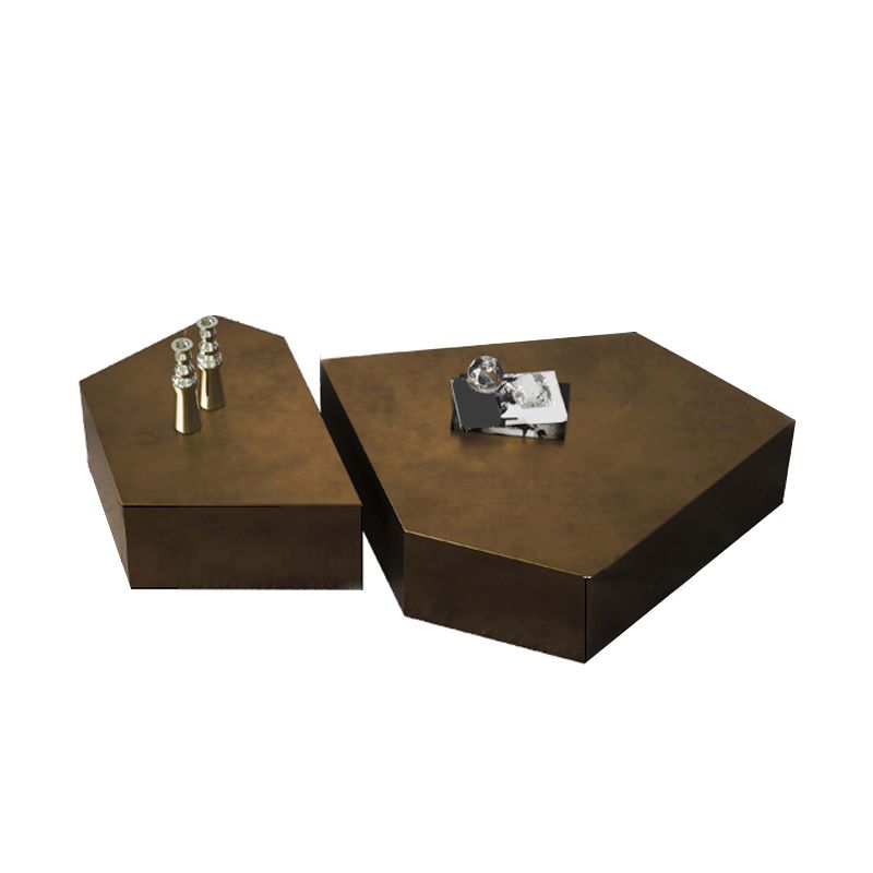 Modern Grey/brown Stainless Steel Coffee Table for Living Room Cocktail Table Clearhalo 'Coffee & Accent Tables' 'Coffee Tables' 'coffee_tables' 'furn' 'furn_coffee_tables' 'Furniture' 'Living Room Furniture' 1200x1200_757f6c5b-6f6a-46ff-9b05-273e5e3b00c3