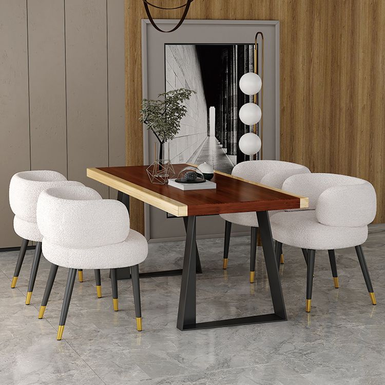 Modern Style Dining Table Solid Wood Rectangle Table with Black Base Clearhalo 'Dining Tables & Seating' 'Dining Tables' 'dining_table' 'furn' 'furn_dining_table' 'Furniture' 'Kitchen & Dining Furniture' 1200x1200_7580d05c-8418-4484-a0ea-813ccaaff6a9