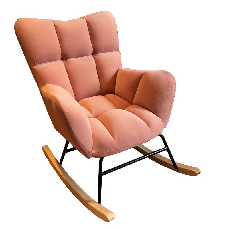 Contemporary Rocker Chair Color Block Tufted Cushions Fabric Living Room Rocker Chair