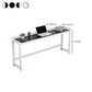 Glass Top Rectangular Writing Desk Modern 29.14 Inch Tall Office Desk