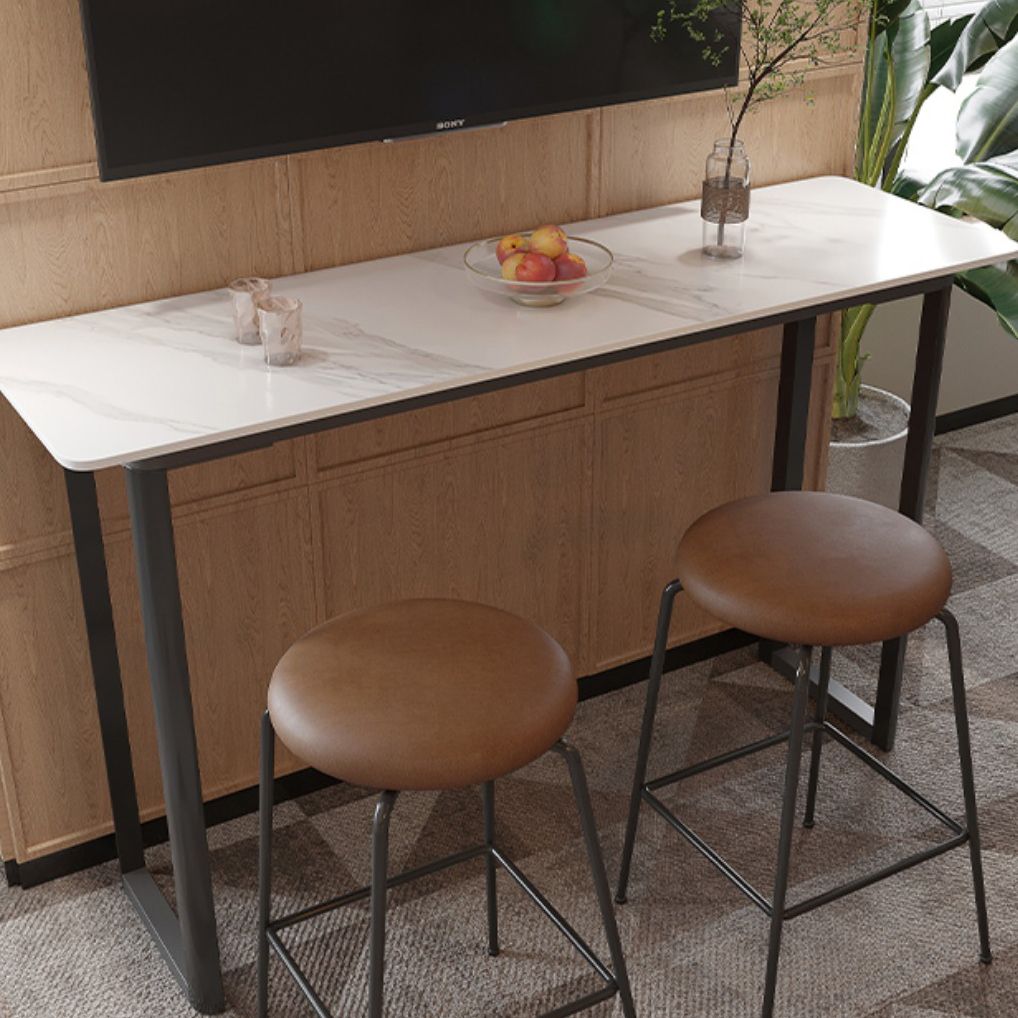 Modern Sintered Stone Top Rectangle Sled Bar Dining Table with Metal Base Clearhalo 'Bar Furniture' 'Bar Tables' 'bar_tables' 'furn' 'furn_bar_tables' 'Furniture' 'Kitchen & Dining Furniture' 1200x1200_75831c3a-195d-4471-b6cb-4f46bf8d36cf