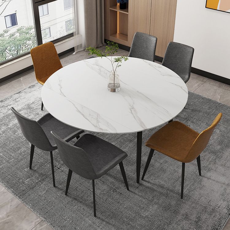 Contemporary Style Sintered Stone Dining Round Table Set 1/4/5/7 Pieces Dining Set Clearhalo 'Dining Room Sets' 'Dining Tables & Seating' 'dining_room_set' 'furn' 'furn_dining_room_set' 'Furniture' 'Kitchen & Dining Furniture' 1200x1200_758322d7-c166-4a3c-85d4-bce6d9c54277