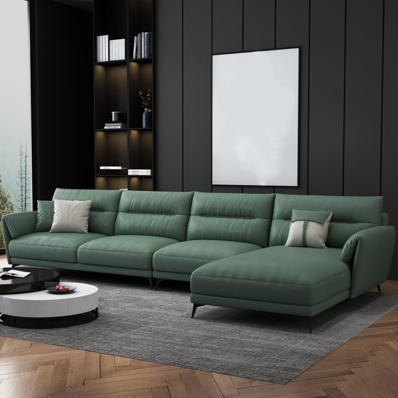 Contemporary 4-Seater Sectional with Pillow Top Arms in Faux Leather Clearhalo 'furn' 'furn_sectionals' 'Furniture' 'Living Room Furniture' 'Sectionals' 1200x1200_75832f10-cae9-4be1-8ba3-56cf67c54861