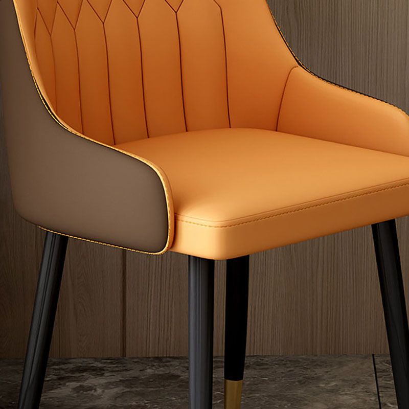 Scandinavian Solid Back Arm Chairs Leather Dining Side Chairs Clearhalo 'Dining Chairs' 'Dining Tables & Seating' 'dining_chair' 'furn' 'furn_dining_chair' 'Furniture' 'Kitchen & Dining Furniture' 1200x1200_7584f560-3496-4a39-b8a3-e11c0c9ece45
