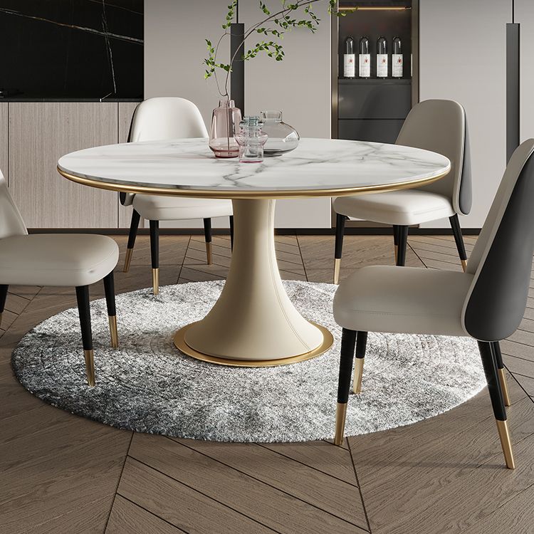 Round Glam Dining Room Set 1/4/5/9 Pcs Sintered Stone Dining Table and Chairs Clearhalo 'Dining Room Sets' 'Dining Tables & Seating' 'dining_room_set' 'furn' 'furn_dining_room_set' 'Furniture' 'Kitchen & Dining Furniture' 1200x1200_7585fdab-b04d-4a7e-bc21-1c4766fb70d8