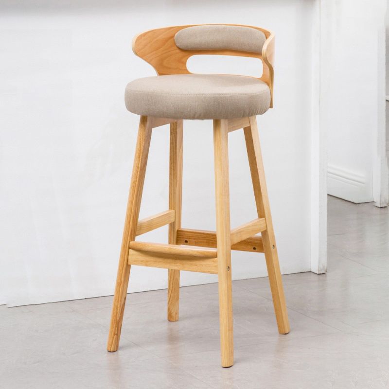 Scandinavian Low Back Upholstered Footrest Bar Stool Home Rubberwood Stool Clearhalo 'Bar Furniture' 'Bar Stools' 'bar_stools' 'furn' 'furn_bar_stools' 'furniture_bar_stools' 'Kitchen & Dining Furniture' 'kitchen&dining_furn' 'kitchen' 'kitchen_furn' Furniture' 1200x1200_758612ba-b249-4c3a-833c-9a741edb9b48