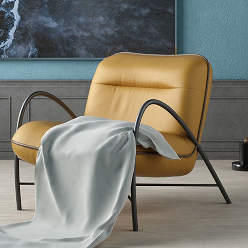 Contemporary Accent Armchair Modern Upholstered Accent Chair in Yellow Clearhalo 'Accent Chairs' 'accent_chairs' 'Chairs & Seating' 'furn' 'furn_accent_chairs' 'Furniture' 'Living Room Furniture' 1200x1200_75861fda-84b7-4d71-ae98-03cb40023542