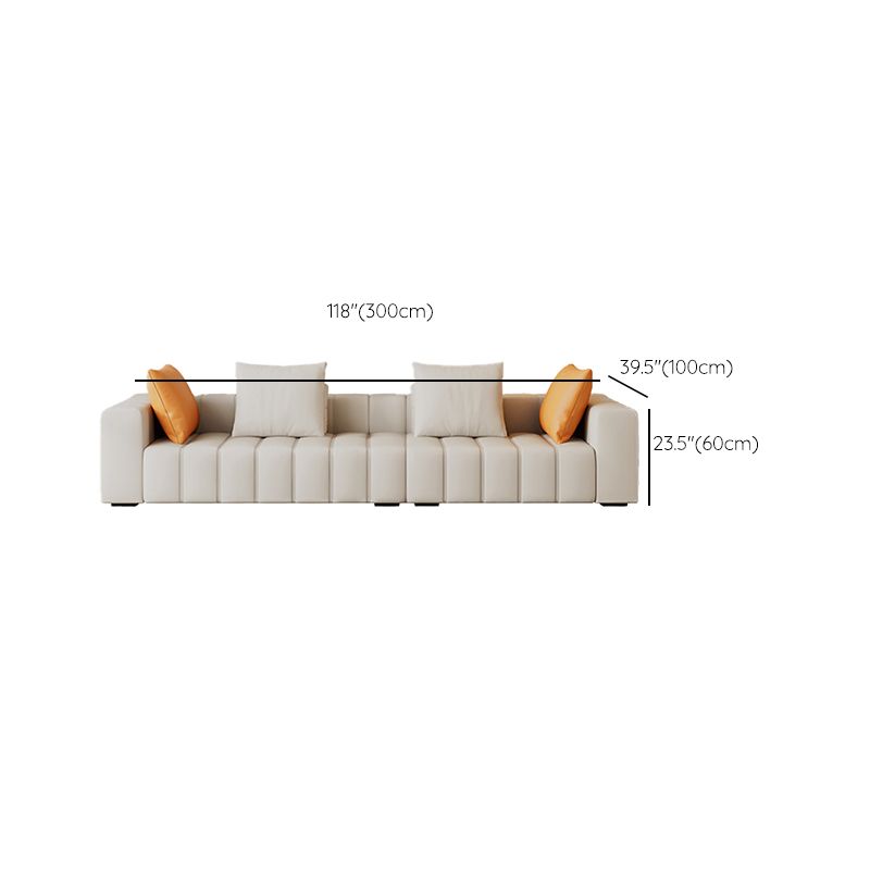 Contemporary White Sectional Sofa with Square Arms and Channel Back Clearhalo 'furn' 'furn_sectionals' 'Furniture' 'Living Room Furniture' 'Sectionals' 1200x1200_75862bd2-3794-4875-b12c-00f213f60e34