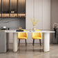 Simplicity Style Sintered Stone Dining Table Double Pedestal Base Freeform Table for Home Clearhalo ' dining_table' 'Dining Tables & Seating' 'Dining Tables' 'furn' 'furn_dining_table' 'Furniture' 'furniture_dining_table' 'Kitchen & Dining Furniture' 'kitchen&dining_furn' 'kitchen' 'kitchen_dining_table' 1200x1200_75865828-a439-47a2-9ae4-75fa095066dc