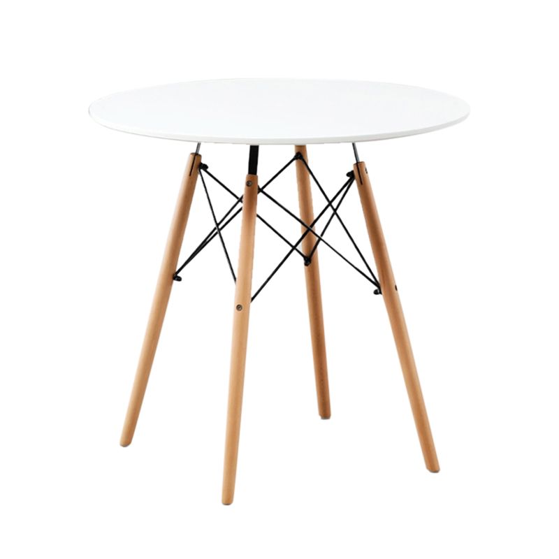 Wit en zwart moderne ronde eettafel met 4 massief houten voet