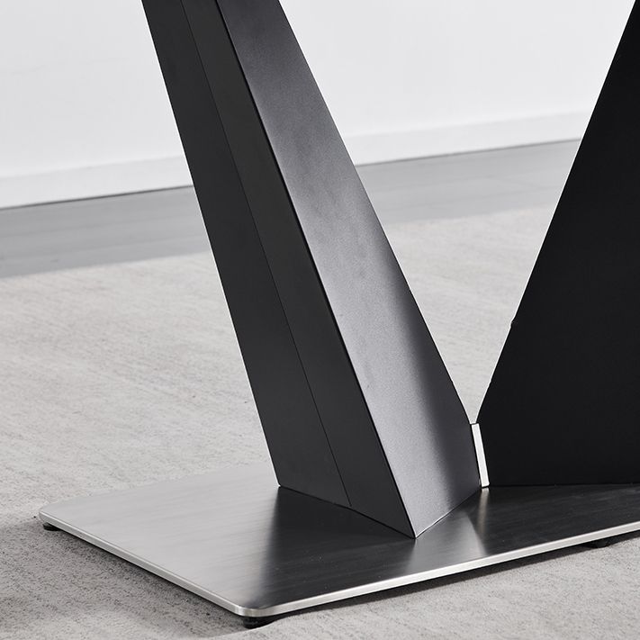 Contemporary Pedestal Dinner Table Stone Dining Table Rectangle for Home Clearhalo ' dining_table' 'Dining Tables & Seating' 'Dining Tables' 'furn' 'furn_dining_table' 'Furniture' 'furniture_dining_table' 'Kitchen & Dining Furniture' 'kitchen&dining_furn' 'kitchen' 'kitchen_dining_table' 1200x1200_7587b277-19ec-4a1c-9992-5df9044e0440