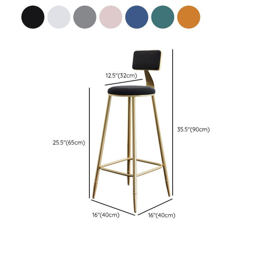 グラムアームレスバックレストカウンタースツール鉄のバースツールとカフェ用ベルベットクッション