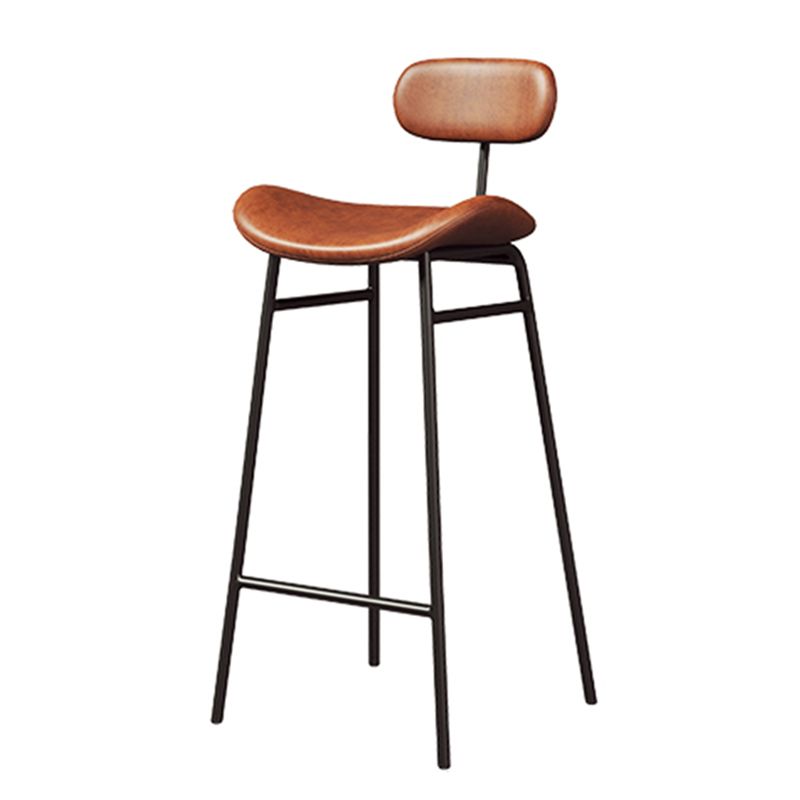 Faux Leather Bar Stools Scandinavian Low Back Armless Barstool with 4 Iron Legs Clearhalo 'Bar Furniture' 'Bar Stools' 'bar_stools' 'furn' 'furn_bar_stools' 'Furniture' 'Kitchen & Dining Furniture' 1200x1200_758d4f67-f7c6-4316-ab87-cb2c34133598