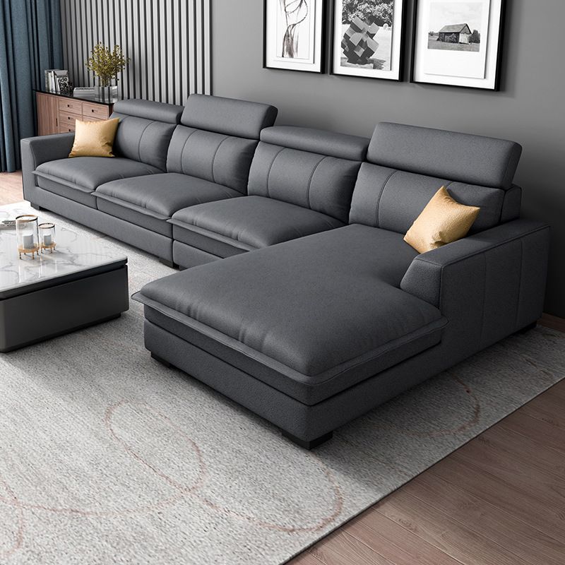 Square Arm Dark Gray Cushion Back Storage Faux Leather L-Shape Sofa Clearhalo 'furn' 'furn_sectionals' 'Furniture' 'furniture_sectionals' 'Living Room Furniture' 'Sectionals' 1200x1200_758d8fbd-9dfb-4bb0-804f-985281dd8bd5