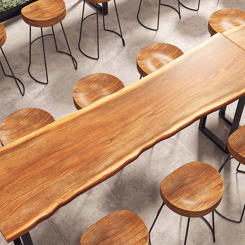 Pine Wood Bar Table Brown Industrial Bar Dining Table with Sled Base Clearhalo 'Bar Furniture' 'Bar Tables' 'bar_tables' 'furn' 'furn_bar_tables' 'Furniture' 'furniture_bar_tables' 'Kitchen & Dining Furniture' 1200x1200_758e4eba-024d-4541-ae14-e1a5fa224f04