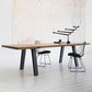 Table en métal et bois Table à manger rectangulaire de style moderne du milieu du siècle