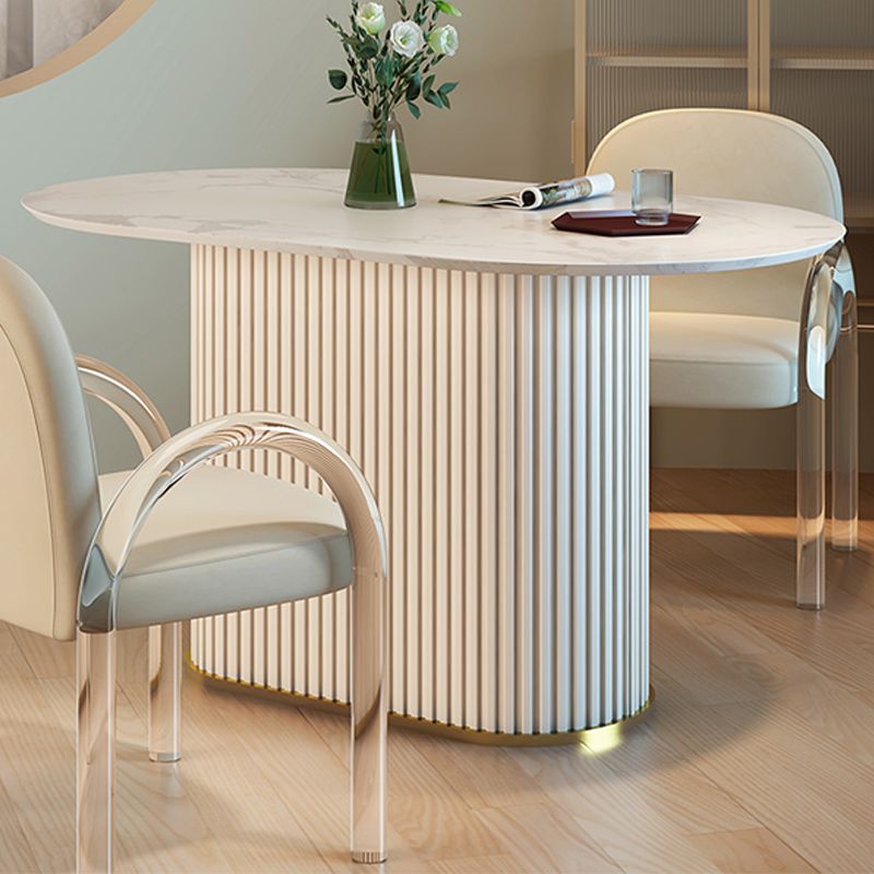 Tavolo da tavolo glam di ardesia e metallo semplice ristorante bianco tavolo da pranzo ovale