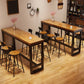 Industrial Rectangle Bar Dining Table Solid Wood Top and Iron Trestle Base Bar Table Clearhalo 'Bar Furniture' 'Bar Tables' 'bar_tables' 'furn' 'furn_bar_tables' 'Furniture' 'Kitchen & Dining Furniture' 1200x1200_75955a93-c4ac-4ca8-90b3-cf76e4d6b3e4