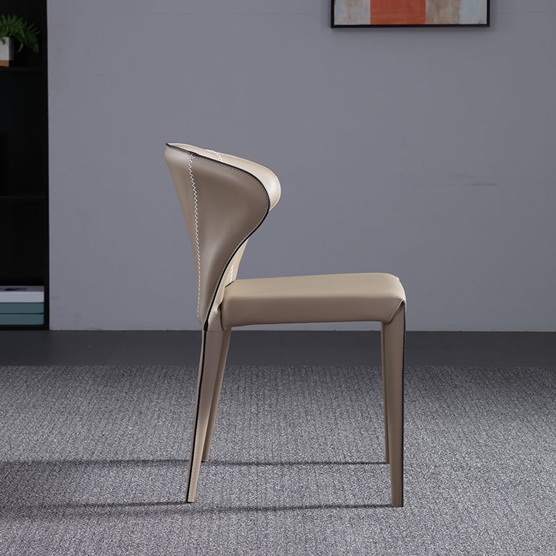 Upholstered Armless Dining Chairs Modern Faux Leather Side Chair