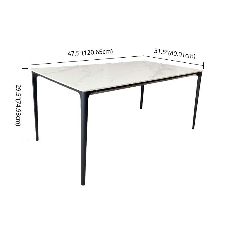 Modern Style Traditional Height Dining Set with White Fixed Table and 4 Black Legs Base Clearhalo 'Dining Room Sets' 'Dining Tables & Seating' 'dining_room_set' 'furn' 'furn_dining_room_set' 'Furniture' 'furniture_dining_room_set' 'Kitchen & Dining Furniture' 'kitchen&dining_furn' 'kitchen' 1200x1200_7597721e-d0e7-4ce7-bc4f-2194ae3545e3