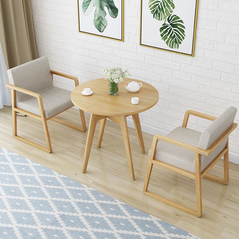 Round Modern Dining Table Wood Color Fixed Table with Ashwood Solid Wood Clearhalo ' dining_table' 'Dining Tables & Seating' 'Dining Tables' 'furn' 'furn_dining_table' 'Furniture' 'furniture_dining_table' 'Kitchen & Dining Furniture' 'kitchen&dining_furn' 'kitchen' 'kitchen_dining_table' 1200x1200_75983898-06b8-4d2b-9adf-1eec43b65f99