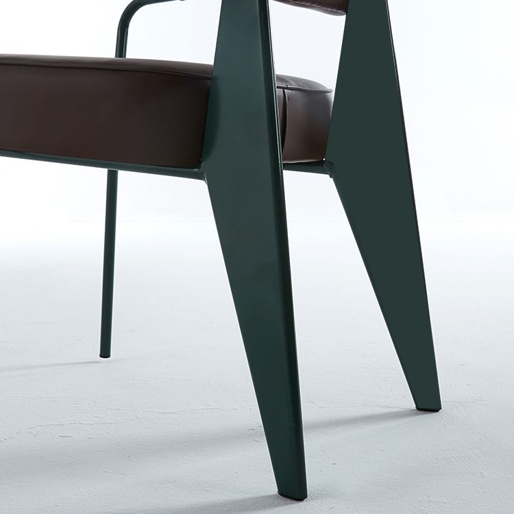 Scandinavian Home Arm Chair Open Back Metal Upholstered Dining Room Chair Clearhalo ' kitchen&dining_furn' 'Dining Chairs' 'Dining Tables & Seating' 'dining_chair' 'Furniture' 'furniture_dining_chair' 'Kitchen & Dining Furniture' 'kitchen' 1200x1200_759a4b7e-ef4f-47fb-bd48-45e5009e247e