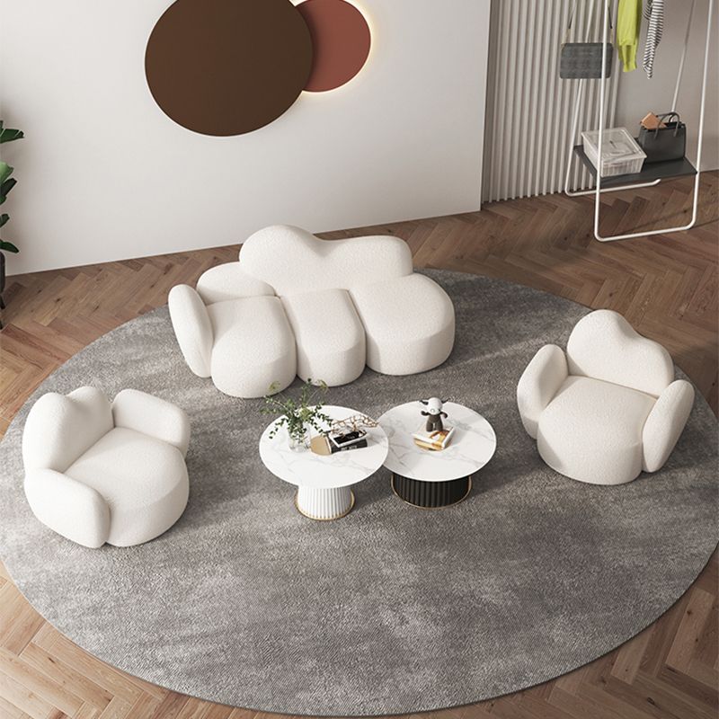 Skandinavischer 29,92 "breites Wollholz -Rahmensofa in Weiß für Wohnzimmer