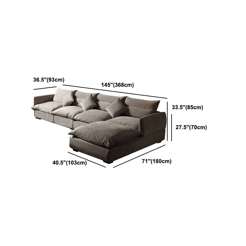 Canapé en forme de velours contemporain à gris carré