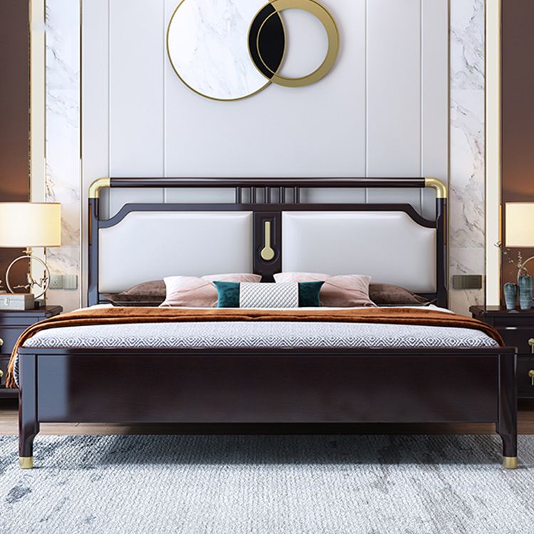 Glam Rubberwood Open-Frame Bed 45.28-Inch H White Bed Frame with Headboard Clearhalo 'Bedroom Furniture' 'Beds' 'furn' 'furn_beds' 'Furniture' 1200x1200_759ec41e-9800-4d05-8fef-042b63d8d62b