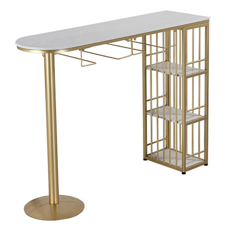 Table de bar d'intérieur spécialisée, table de pub moderne blanche avec rangement en métal