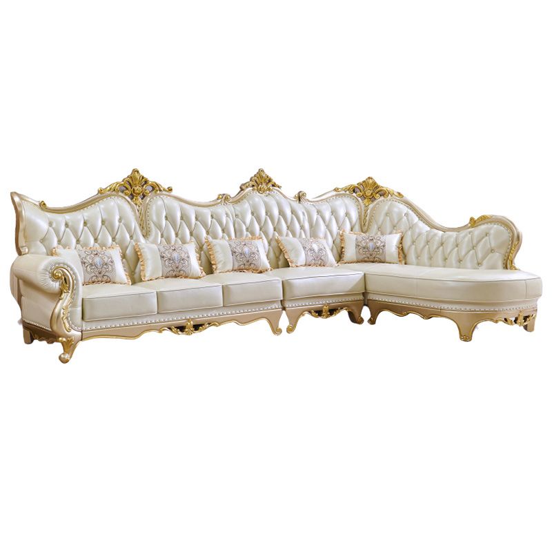 Contemporary French Country Sectional Sofa Leather Sleeper Sectional