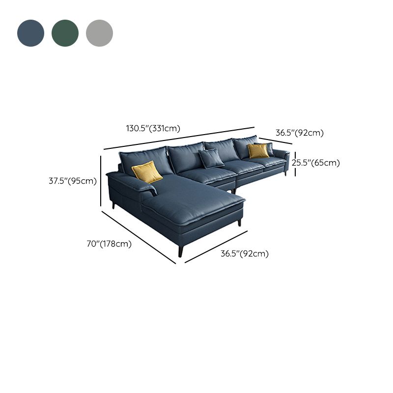 Scandinavian 4-seat Pillow Top Arm Sectional 37.4" High Sectional with 4 Pillows Clearhalo 'furn' 'furn_sectionals' 'Furniture' 'Living Room Furniture' 'Sectionals' 1200x1200_759f910d-46ff-4326-a3a2-4e2ca4b11dd1