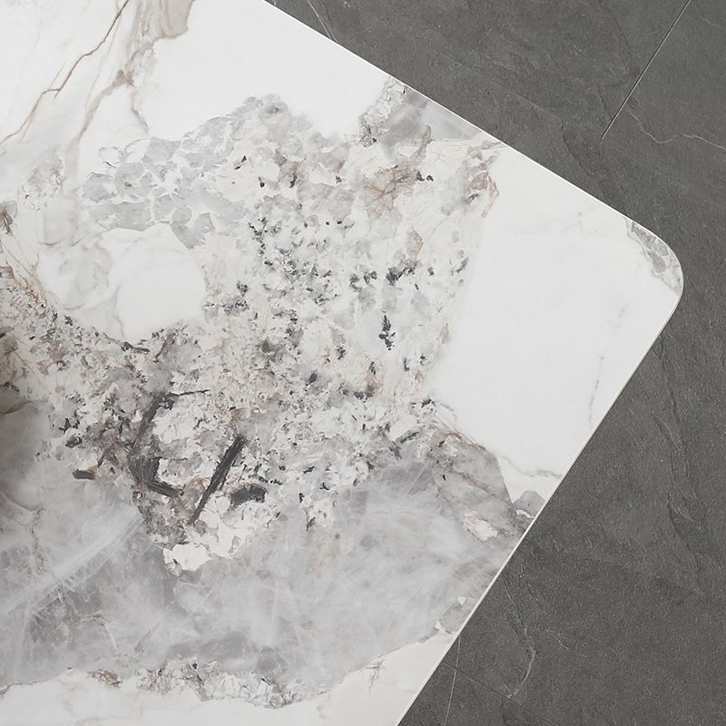 Mesa de comedor rectangular 4 patas modernas mesa fija de piedra sinterizada