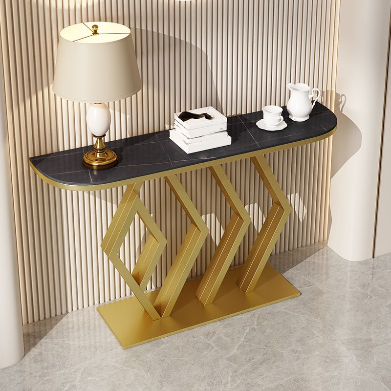 Tabella della console di pietra Metallino Tabella accento per resistenza graffiata, 31,49 "di alto livello