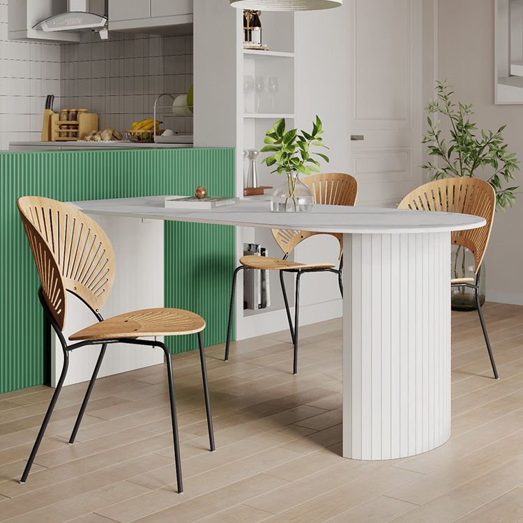 White Two Base Dining Table Modern White Stone Top Dining Table for Living Room Clearhalo 'Dining Tables & Seating' 'Dining Tables' 'dining_table' 'furn' 'furn_dining_table' 'Furniture' 'furniture_dining_table' 'Kitchen & Dining Furniture' 1200x1200_75a48bd5-258e-4180-bcac-dd4072e55bbc