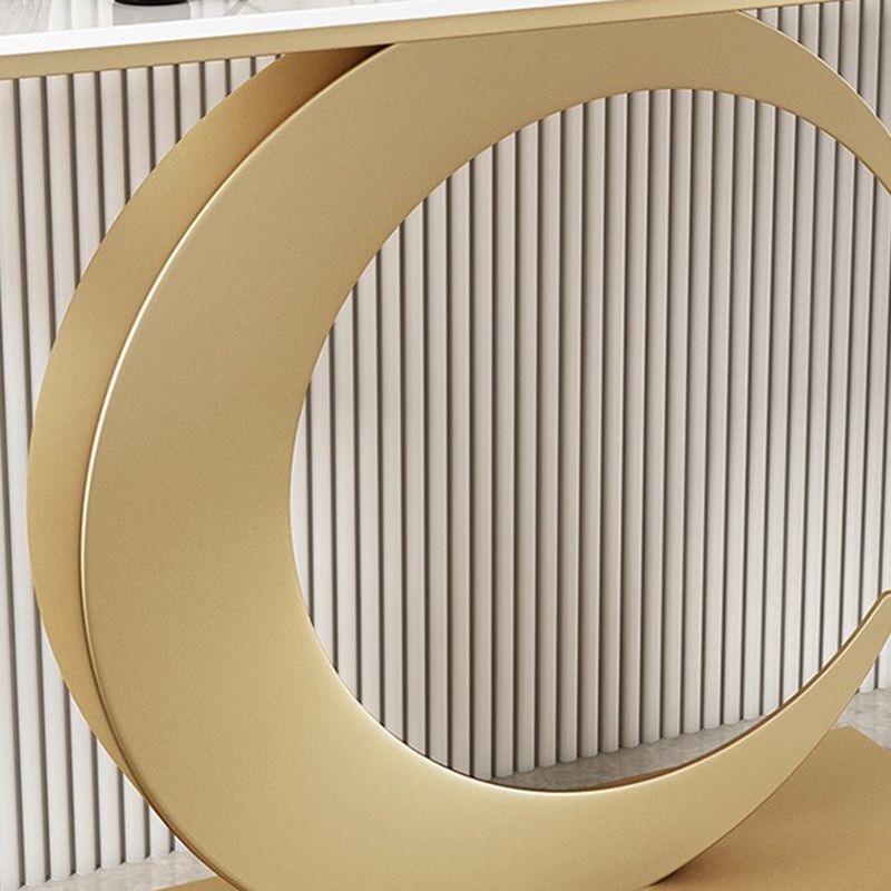 Console a mezza luna di pietra tavolo 1 scaffale 31,5 "tavolo di estremità alto con base astratta