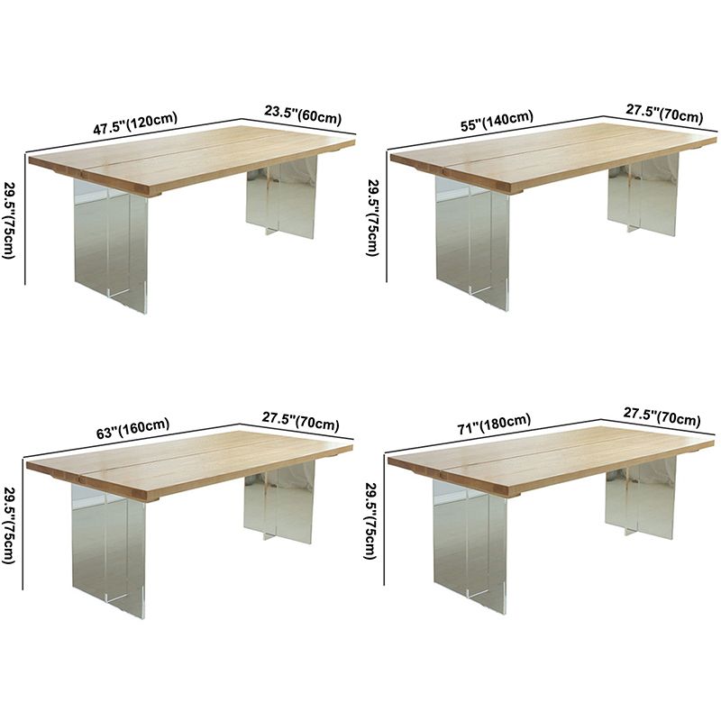 Simple Home Wood Dining Table Rectangle Shape Dining Table with Double Plastic Base Clearhalo ' dining_table' 'Dining Tables & Seating' 'Dining Tables' 'furn' 'furn_dining_table' 'Furniture' 'furniture_dining_table' 'Kitchen & Dining Furniture' 'kitchen&dining_furn' 'kitchen' 'kitchen_dining_table' 1200x1200_75a66311-9f85-45ec-b943-766aebbacbac