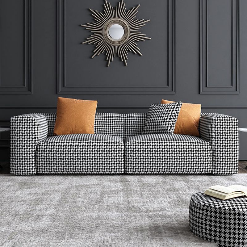 Stof moderne HoundStooth Patroon Sofa Tuxedo Arm Sofa met kussens