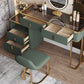 Glass Top Dressing Table Solid Wood Green Make-up Vanity with Drawers