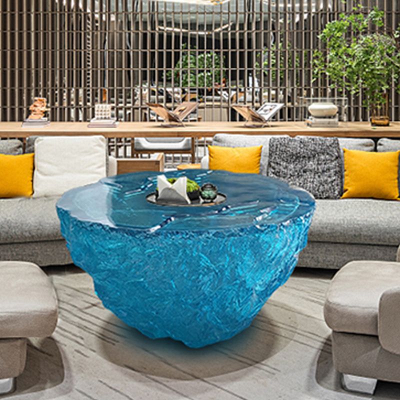 Resin Coffee or End Table Contemporary Round Top with Solid Base Clearhalo 'Coffee & Accent Tables' 'Coffee Tables' 'coffee_tables' 'furn' 'furn_coffee_tables' 'Furniture' 'Living Room Furniture' 1200x1200_75ac443e-a512-42ee-b1f3-4ec5a900f281