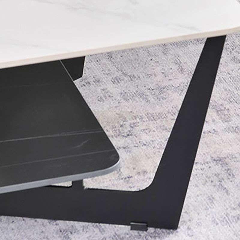 Rechteckiger Couchtisch aus Schiefer, minimalistischer Couchtisch mit offenem Regal