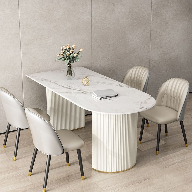 Simplicity Style Sintered Stone Dining Table Double Pedestal Base Freeform Table for Home Clearhalo ' dining_table' 'Dining Tables & Seating' 'Dining Tables' 'furn' 'furn_dining_table' 'Furniture' 'furniture_dining_table' 'Kitchen & Dining Furniture' 'kitchen&dining_furn' 'kitchen' 'kitchen_dining_table' 1200x1200_75ae529c-c493-498e-aab1-00aea0b0f799