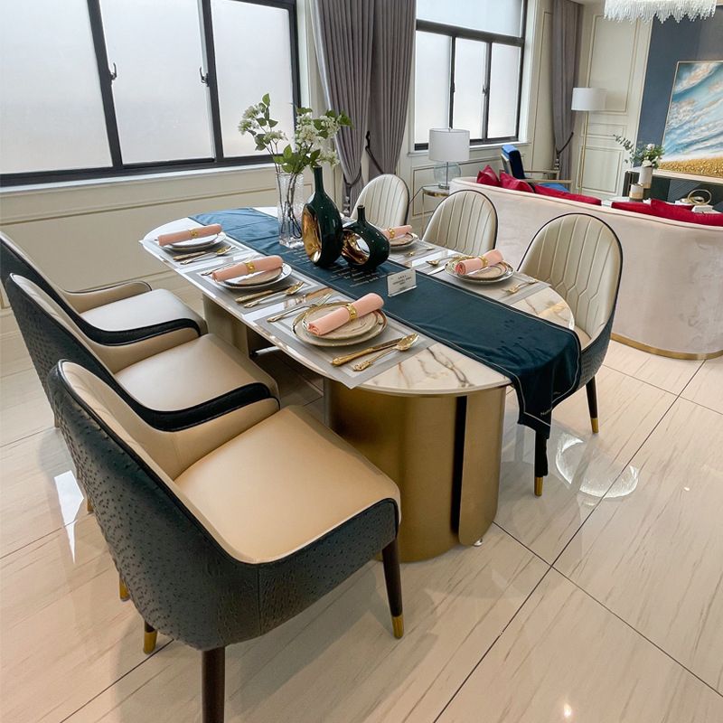 Sintered Stone Glam Tisch für das Restaurant Oval Esstisch mit doppelter Sockel