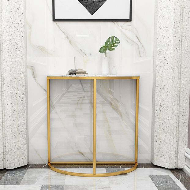 Glam Half Moon Console Accent Table Antieke afwerking Bafe -consoletafel