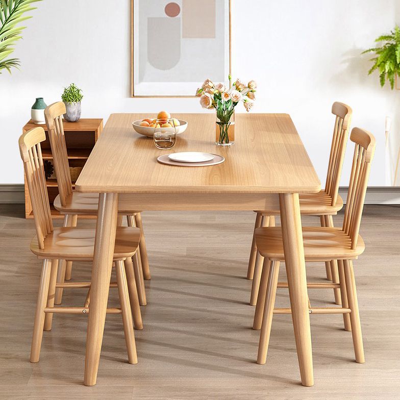 Minimalist Khaki Standard Dining Set Solid Wood Rectangle Shape Dining Set with 4 Legs Table Clearhalo 'Dining Room Sets' 'Dining Tables & Seating' 'dining_room_set' 'furn' 'furn_dining_room_set' 'Furniture' 'furniture_dining_room_set' 'Kitchen & Dining Furniture' 'kitchen&dining_furn' 'kitchen' 1200x1200_75b50214-1eda-418e-853a-7aaed06e5ca6
