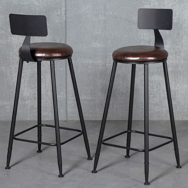 Modern Armless Backrest Counter Stool Iron Kitchen Bar Stool with Cushion Clearhalo 'Bar Furniture' 'Bar Stools' 'bar_stools' 'furn' 'furn_bar_stools' 'Furniture' 'furniture_bar_stools' 'Kitchen & Dining Furniture' 1200x1200_75b80516-bcde-4747-9858-a5f64d24dd80