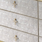 Classic Glam Double Dresser Stone Storage Chest with Metal Feet for Bedroom