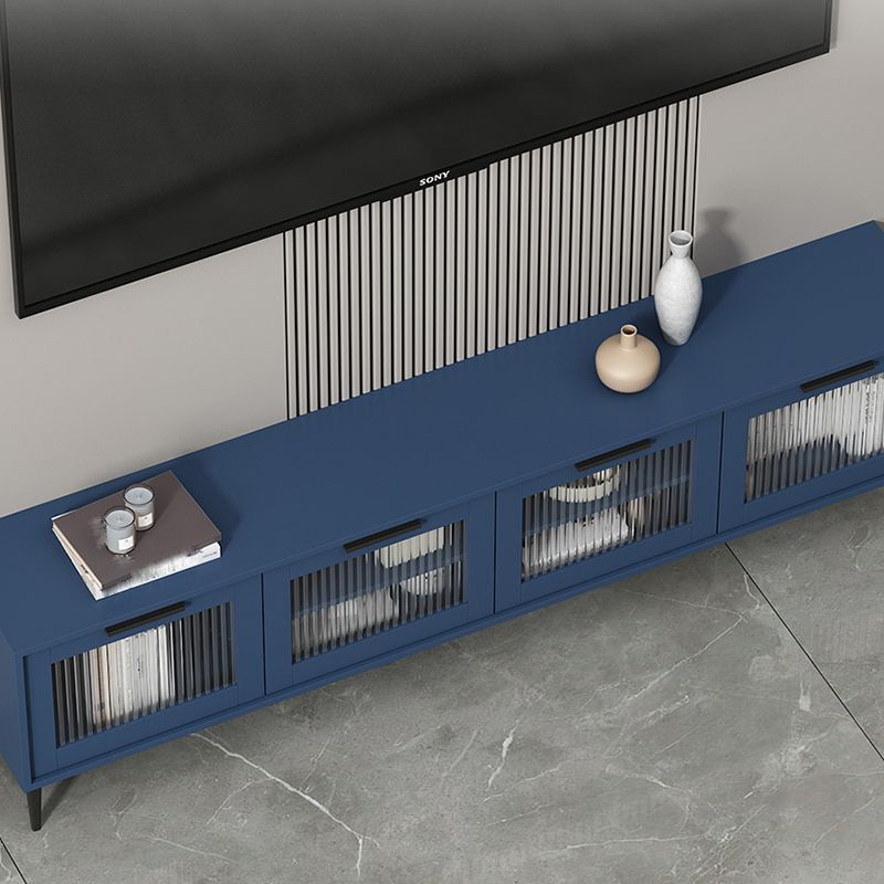 Mueble para TV con almacenamiento cerrado escandinavo Mueble para TV de madera sintética con 4 puertas