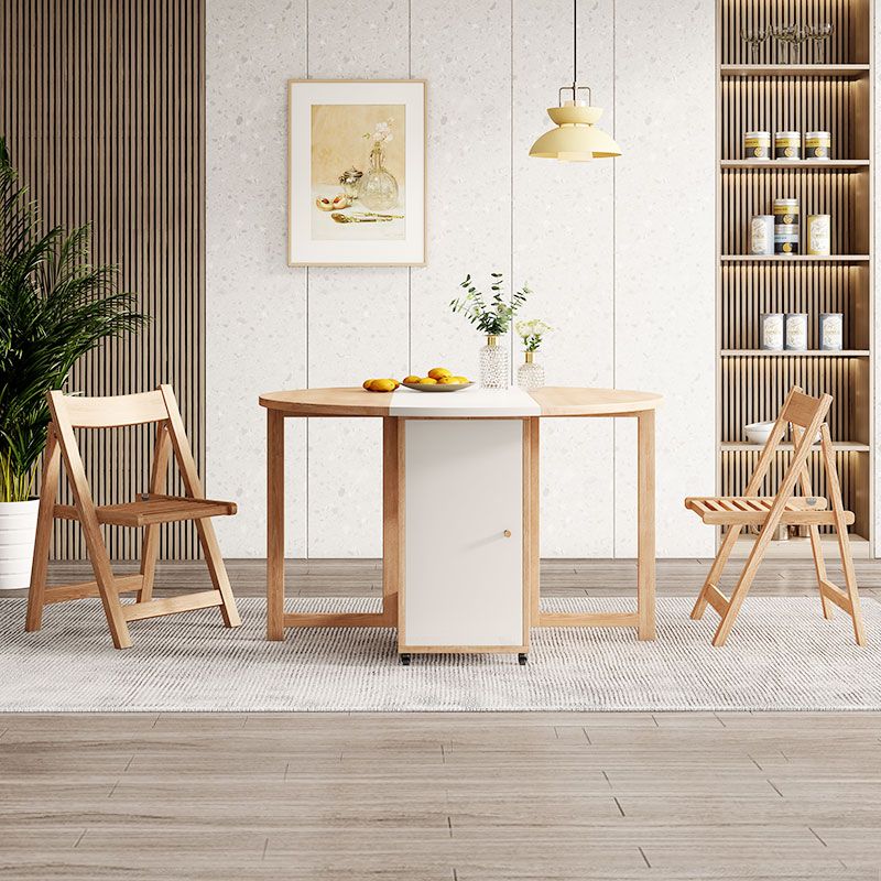 Round Mid-Century Modern Dining Table Drop-Leaf Table,47.2"L x 47.2"L x 29.1"H Clearhalo ' dining_table' 'Dining Tables & Seating' 'Dining Tables' 'furn' 'furn_dining_table' 'Furniture' 'furniture_dining_table' 'Kitchen & Dining Furniture' 'kitchen&dining_furn' 'kitchen' 'kitchen_dining_table' 1200x1200_75bd3031-5ed9-482f-824a-ef85f0626805